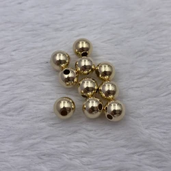 Pure 14k Gold Beads DIY Acessories Bracelet Necklace Anklet Earrings Fine Jewelry Findings High Polished Au585 Gold Beads