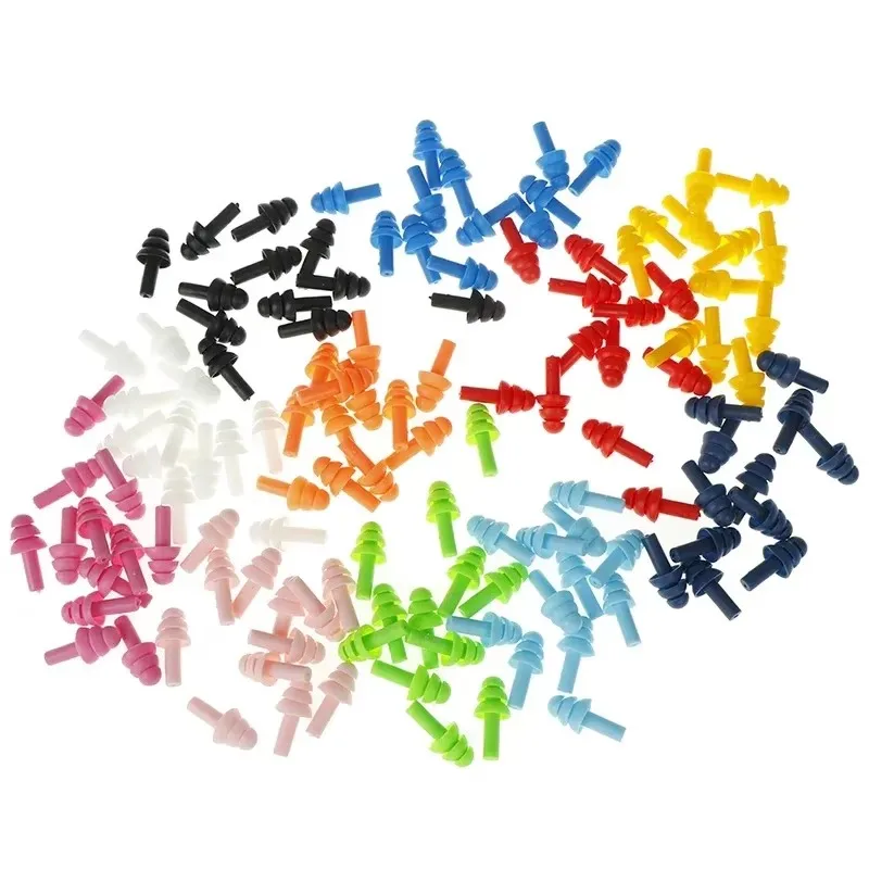 

10/30/60/80pairs Silicone Noise Cancelling Earplugs Noise Filter Sleep Swimming Waterproof Three Layer Mute Earplugs