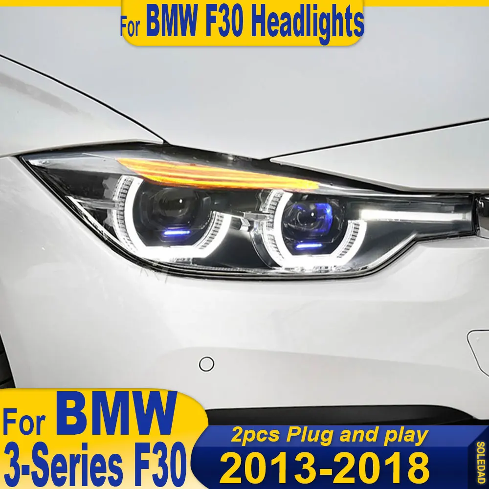 Car LED Headlight For BMW F30 F35 3 Series 2013-2019 Dual-Color Fog DRL Brake Turn Signal Lamp Plug and Play Assemblies