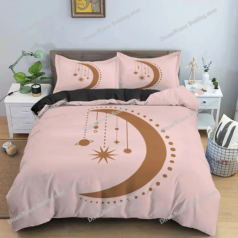 

Psychedelic Duvet Cover Set Moon Sun Hand Bedding Set Personalized Polyester Comforter Cover Queen King Full Size for Boys Teens