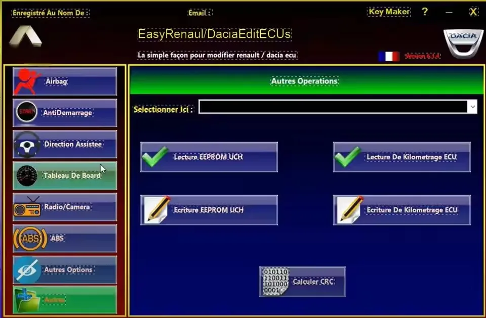 

ЛУЧШЕЕ программное обеспечение Easy Renaul 6.1.4 для программатора ЭБУ Renaul Clear Crash Airbag Card Keys UCH Cleaner РАБОТА с OBDLink Renolink