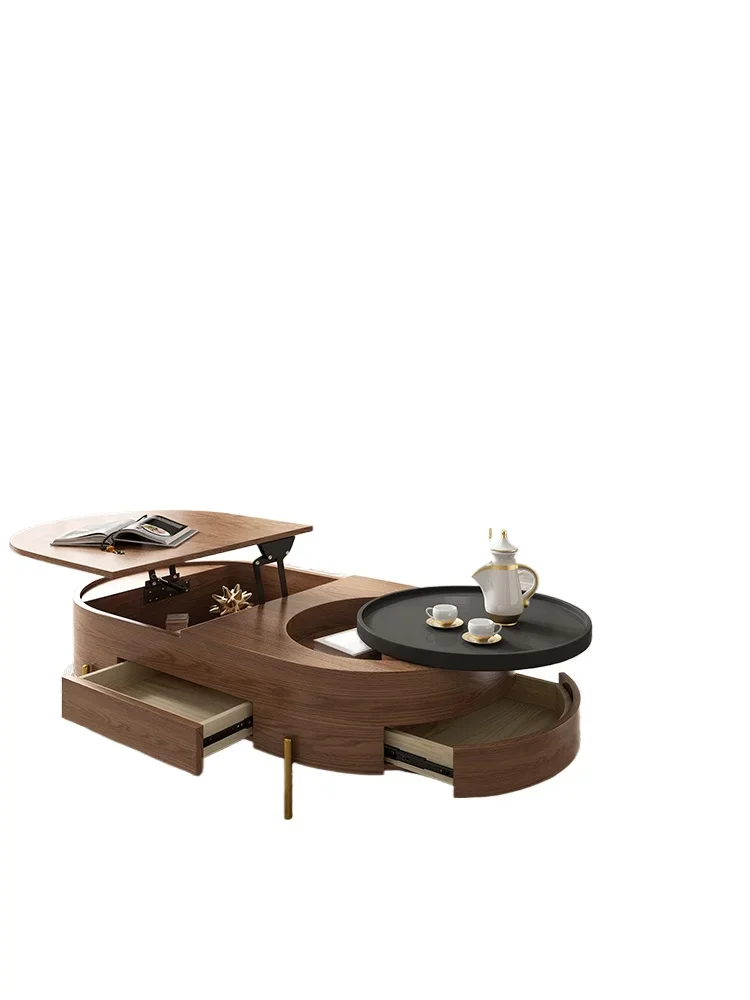 

Modern Small Apartment Living Room Coffee Table Light Luxury Creative Oval Lifting Coffee Table Tea Table Home