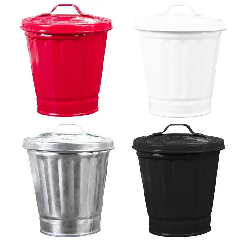 Desktop Garbage Bin Cute Mini Trash Can Table Storage Jar Flower Pot Pen Holder Wastebasket Trash Can Garbage Holder Flower Pot