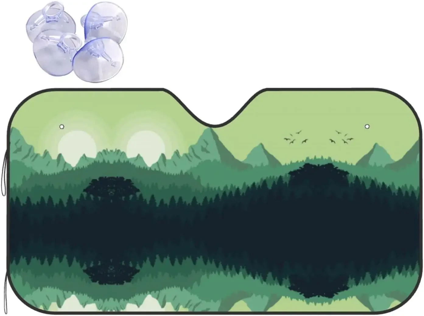 Jungle Mountain Map Sun ShadeCar Front Window Sunshade for Most Sedans SUV Blocks Max Uv Rays and Keeps Your Vehicle Cool