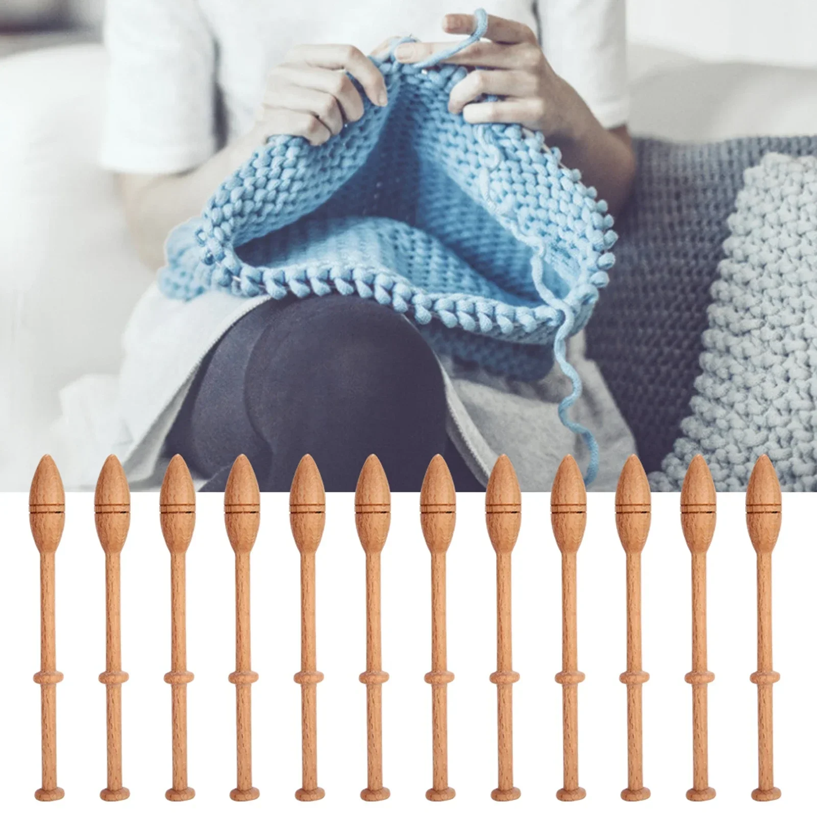 12Pcs Lace Bobbin Wooden Antique Vintage French Artisan Craft Turned Wood Weaving Tools