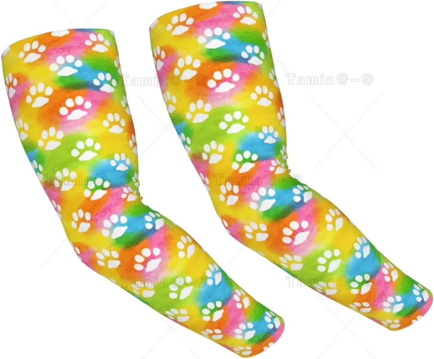 

Dog Paw Print Arm Sleeves Cute Cooling Arm Cover with Thumb Hole for Women Men Basketball Cycling Sports Sleeves