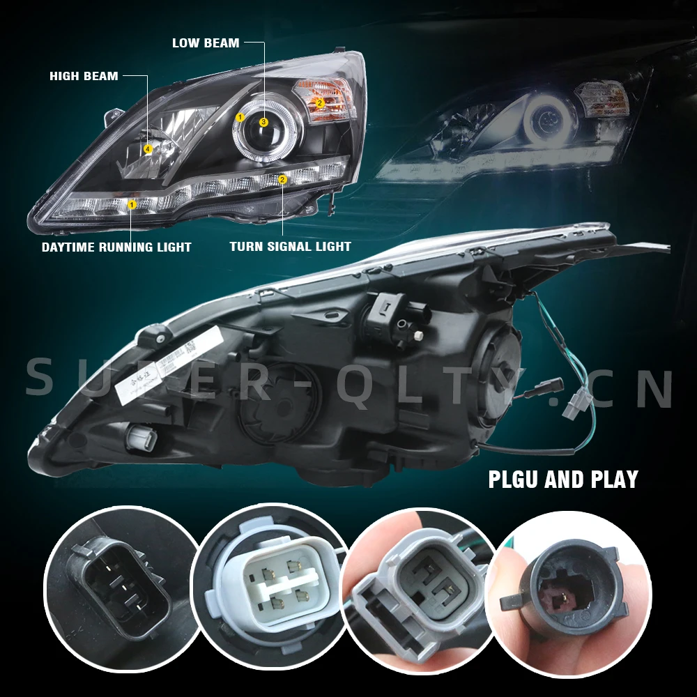 Eagle Eye Headlights for CRV 2007-2011 LED Head Lamp with Daytime Runninglight Steamer Type Turn Signa 2 PCS