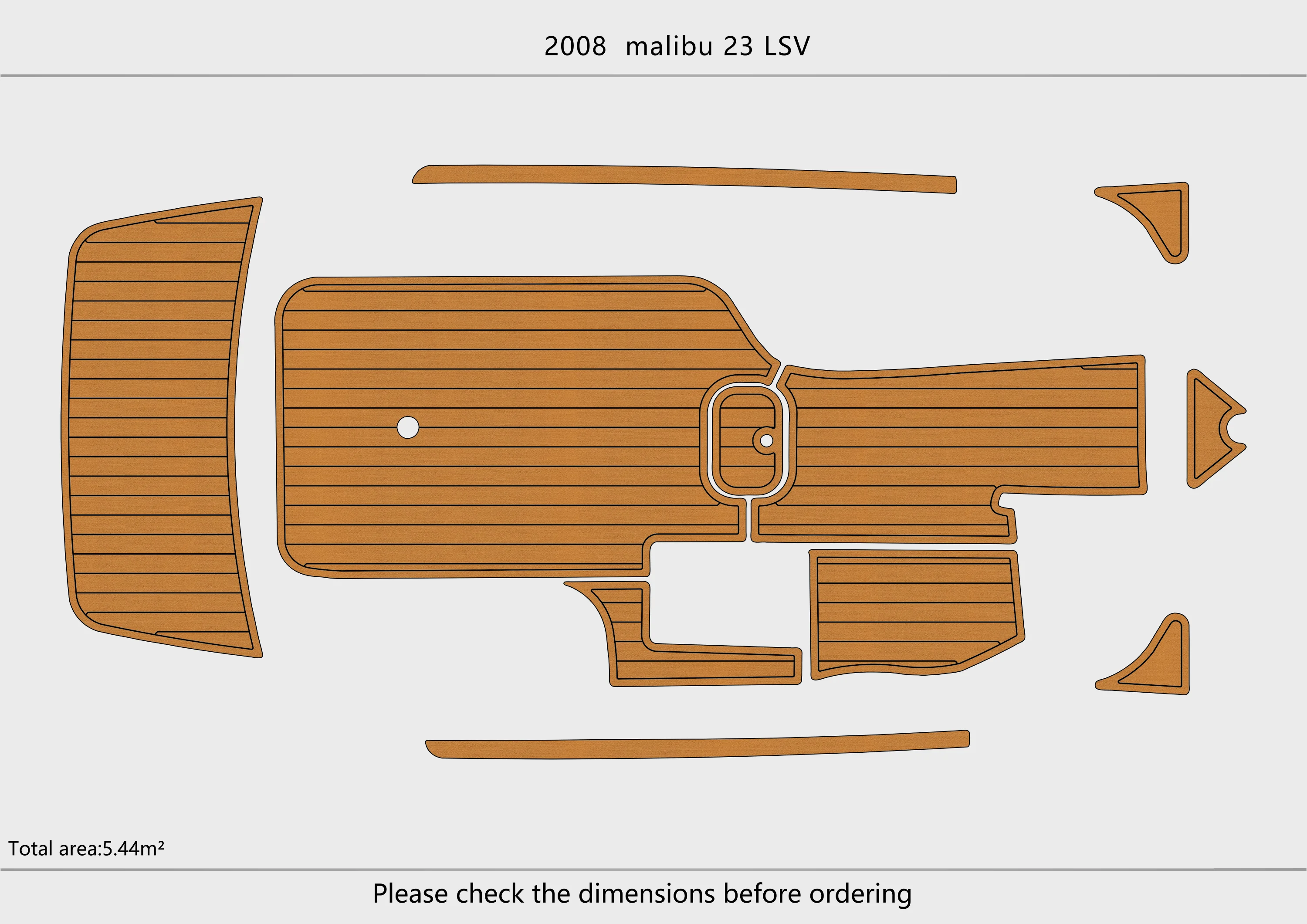 Eva foam Fuax teak seadek marine floor For 2008 MALIBU 23 LSV Cockpit Swim platform bow 1/4