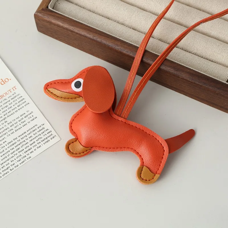 Dachshund leather pendant Korean version diy cute ins puppy bag pendant lanyard couple car pendant