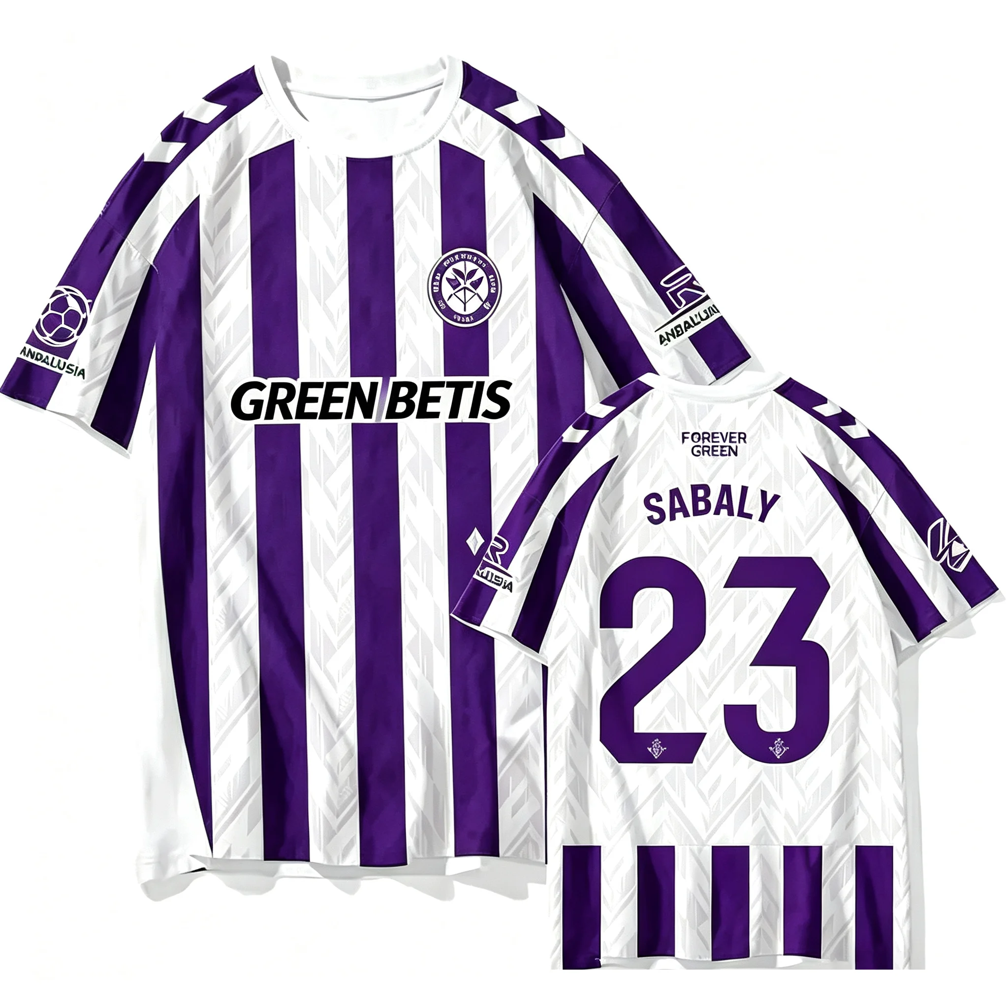 Royal Betis No.23 Sabaly SABALY jersey with vertical stripes and mesh breathable men's football short sleeved T-shirt for fans