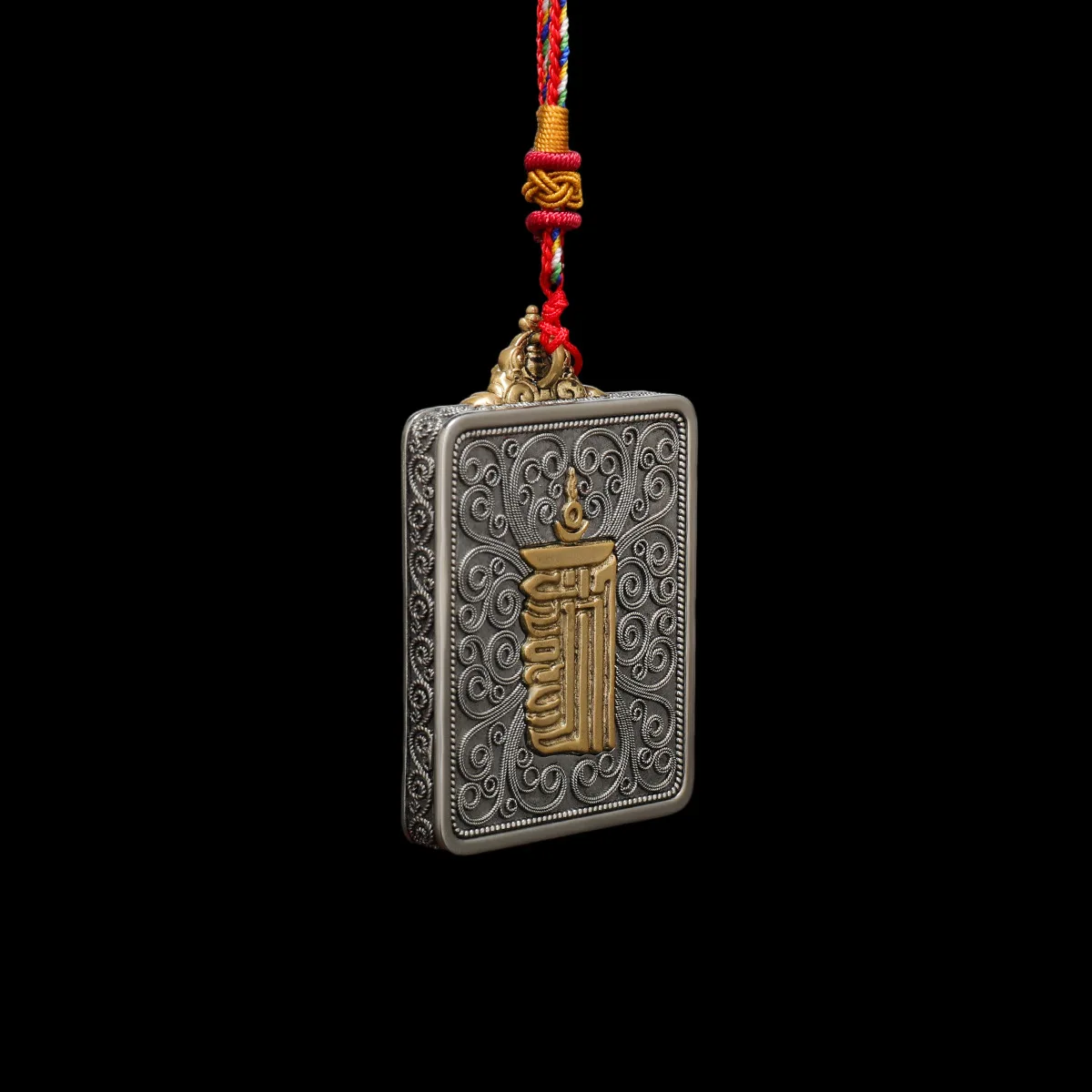 New pure copper filigree Tangka box treasure king card pendant Gawu box hand-painted card gluttony ten phases of freedom
