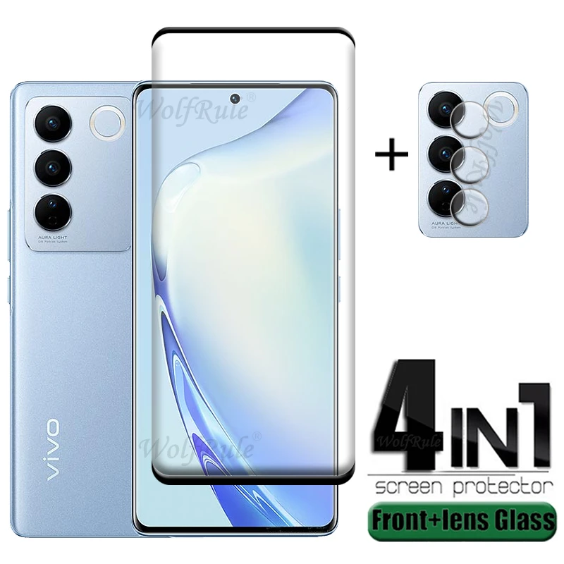 4-in-1 For Vivo V27 Pro Glass For Vivo V27 Pro Tempered Glass 9H Full Curved Film Screen Protetor Vivo V27 Pro Camera Lens Film