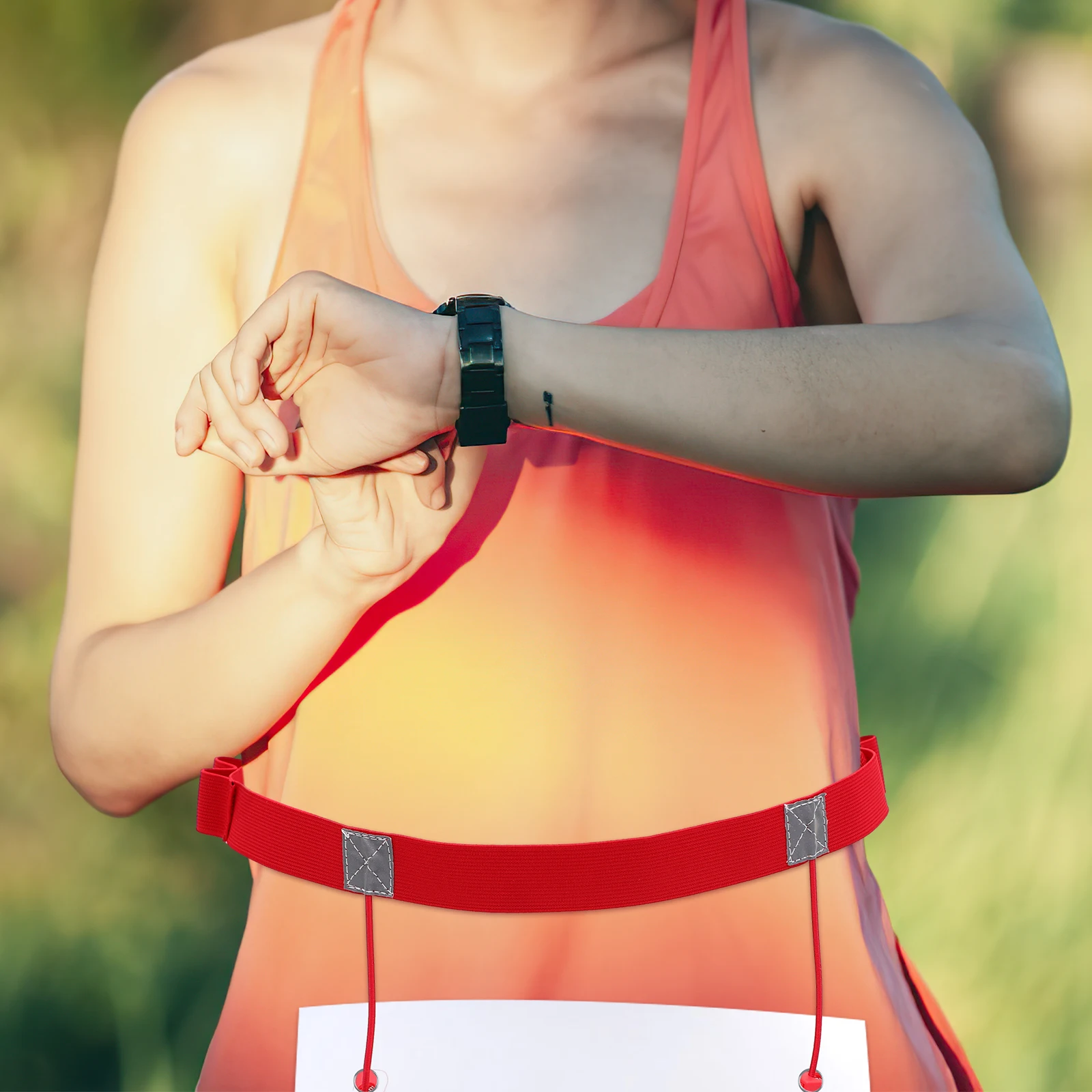 

2PCS Number Cloth Running Belt Reflective Race Red Pink Sport Marathon Most Elastic No Harm Easy Use
