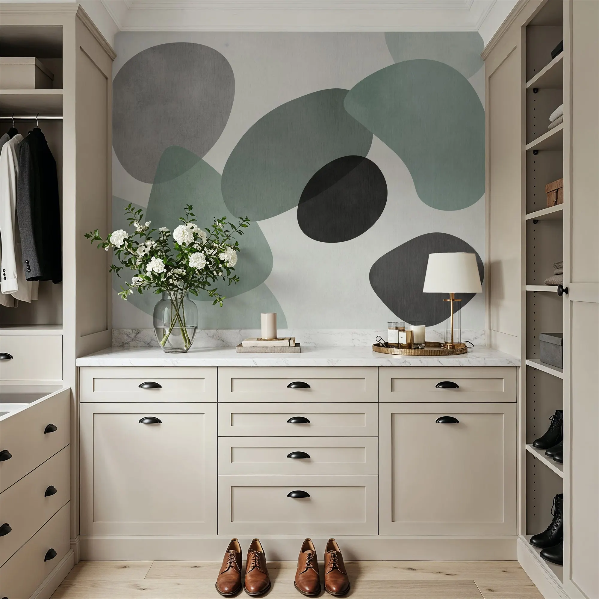 Custom Lava Shapes Seafoam Wallpaper for Walls Made to Measure Large Wall Mural