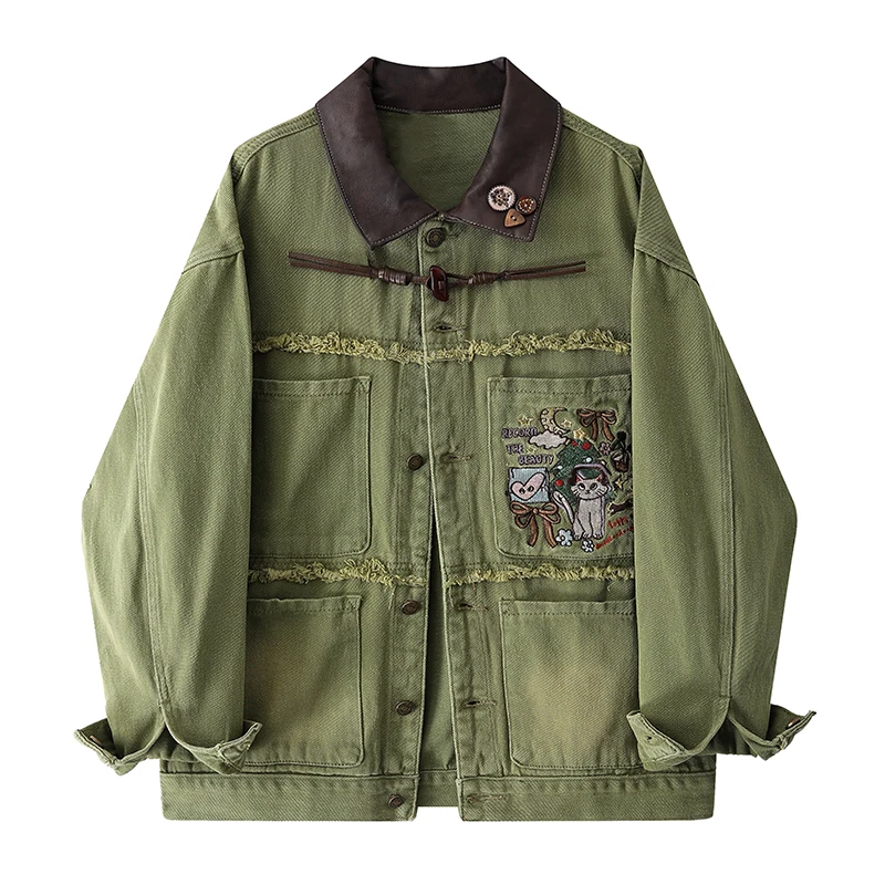 

Embroidered Polished Denim Jacket Spring Washed Old Spring and Autumn Jacket