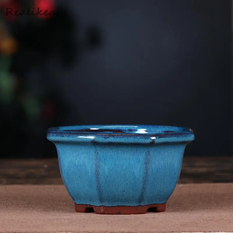 Simple Creative Ceramic Purple Clay Potted Succulents Flowers Green Plants Pots Home Office Desktop Chinese Flower Pots LC363