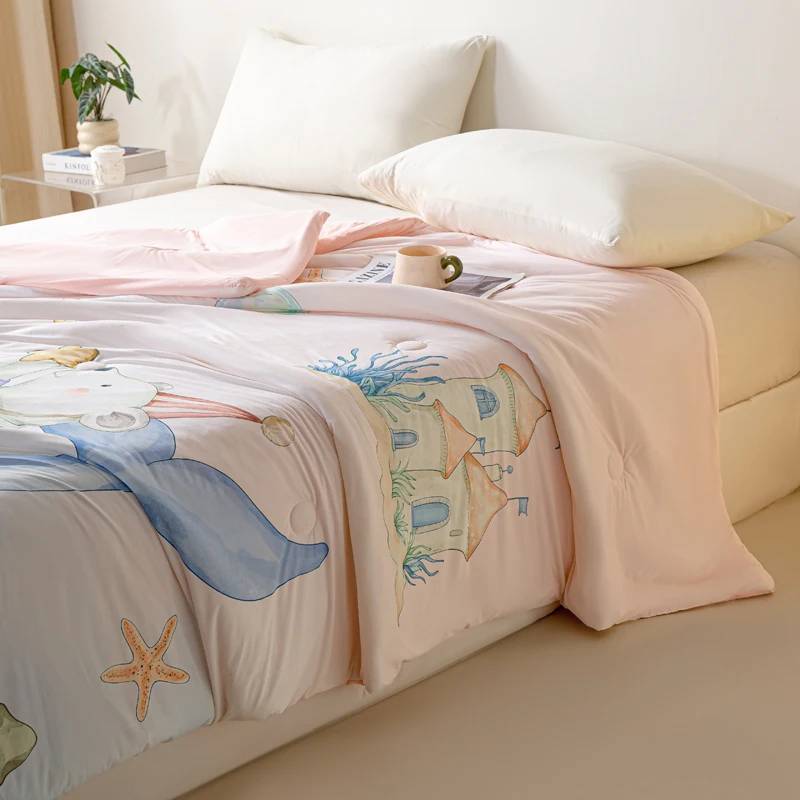 Edredón de verano con estampado digital y efecto refrescante, ropa de cama individual/Queen, colcha acolchada, edredón para aire acondicionado, agradable para la piel, 여름이불