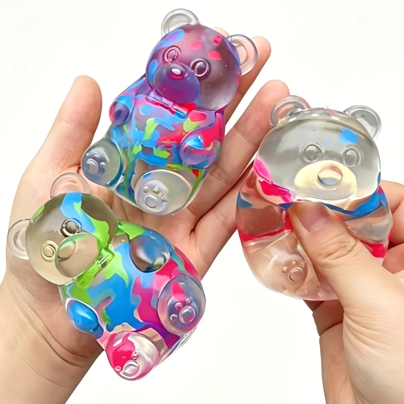 Cute Colorful Gummy Bear Fudge Squeeze Toy Stress Relief Fidget Sensory Toys Soft Slow-Rebound Squishies for Adults