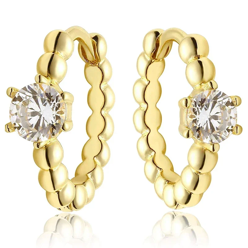 2024 Chic Small Hoop Earrings with CZ Fashionable Earrings for Women Daily Wear Low-key Temperament Lady’s Accessories Jewelry