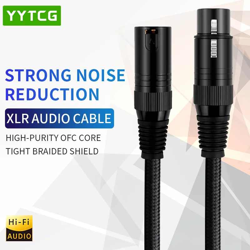 YYTCG XLR Cable Karaoke Microphone Sound Cannon Cable HIFI xlr Audio Cable Stereo 6N OFC Gold-Plated xlr Plug Male to Female