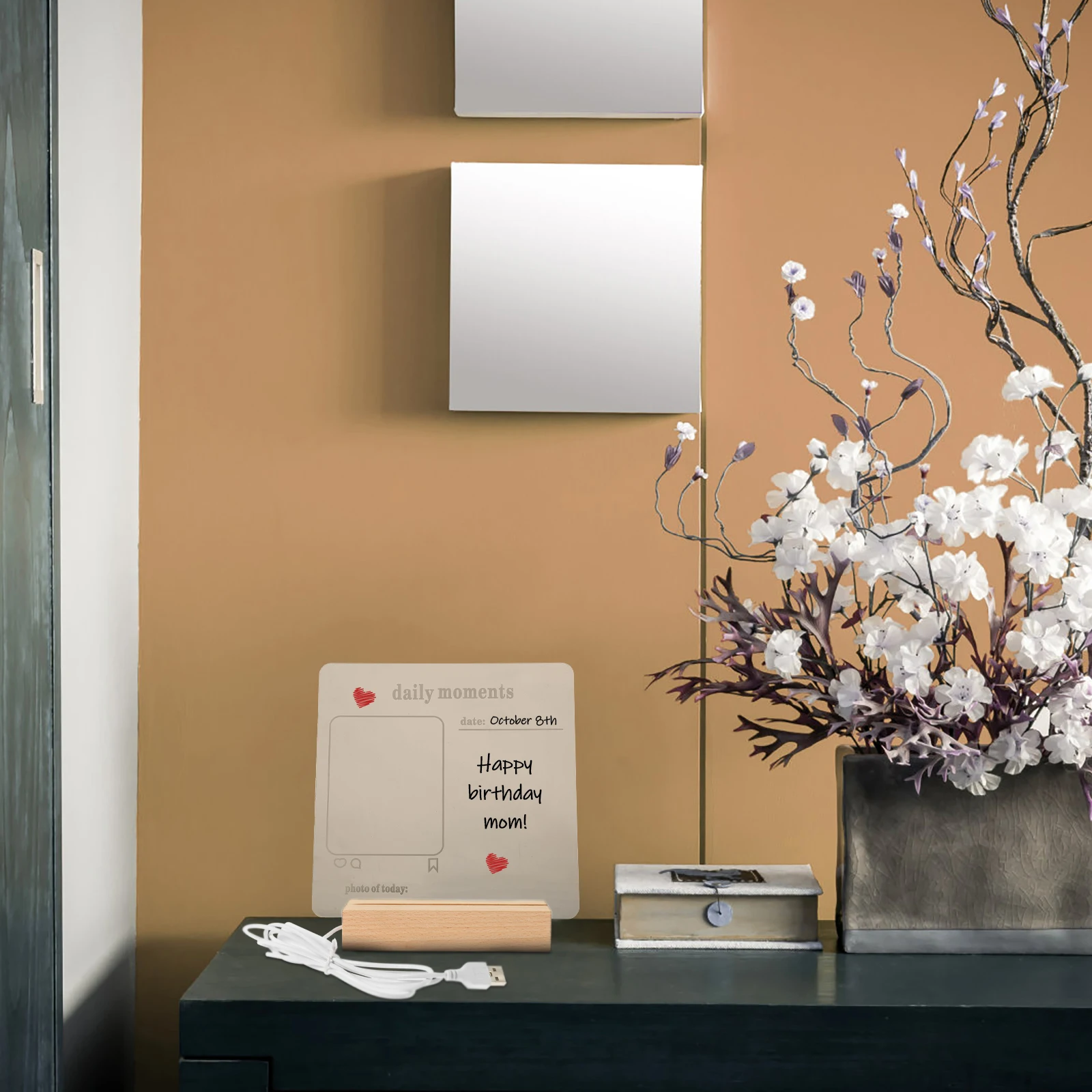 

Acrylic LED Message Board Dry Erase Note Lamp Office Home Writing Desk Memo Board Lighted Whiteboard Educational Toy