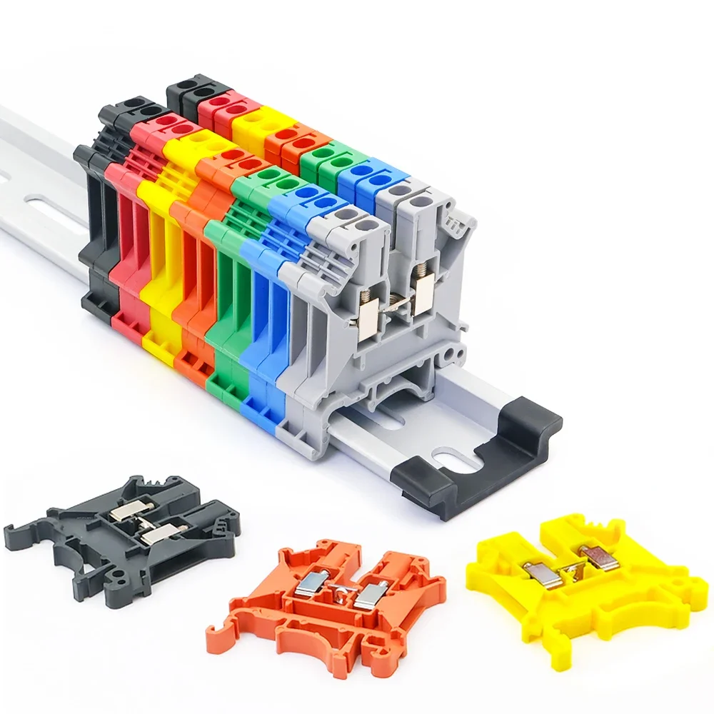 100pcs Din Rail Terminal Block Universal Conductor UK-3N Screw Connection Electrical Wiring Terminal Strip Block Connector UK3N