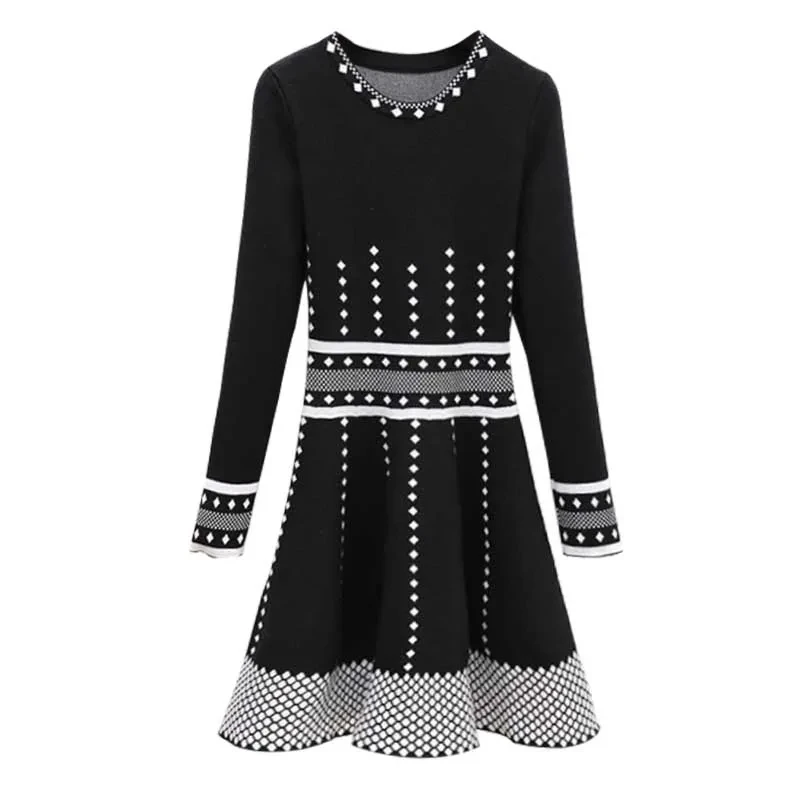 

NEW Autumn Winter Dresses Fashion Women's Knitted Sweater Dress High Waist Slim Korean Version Long Sweater Bottoming