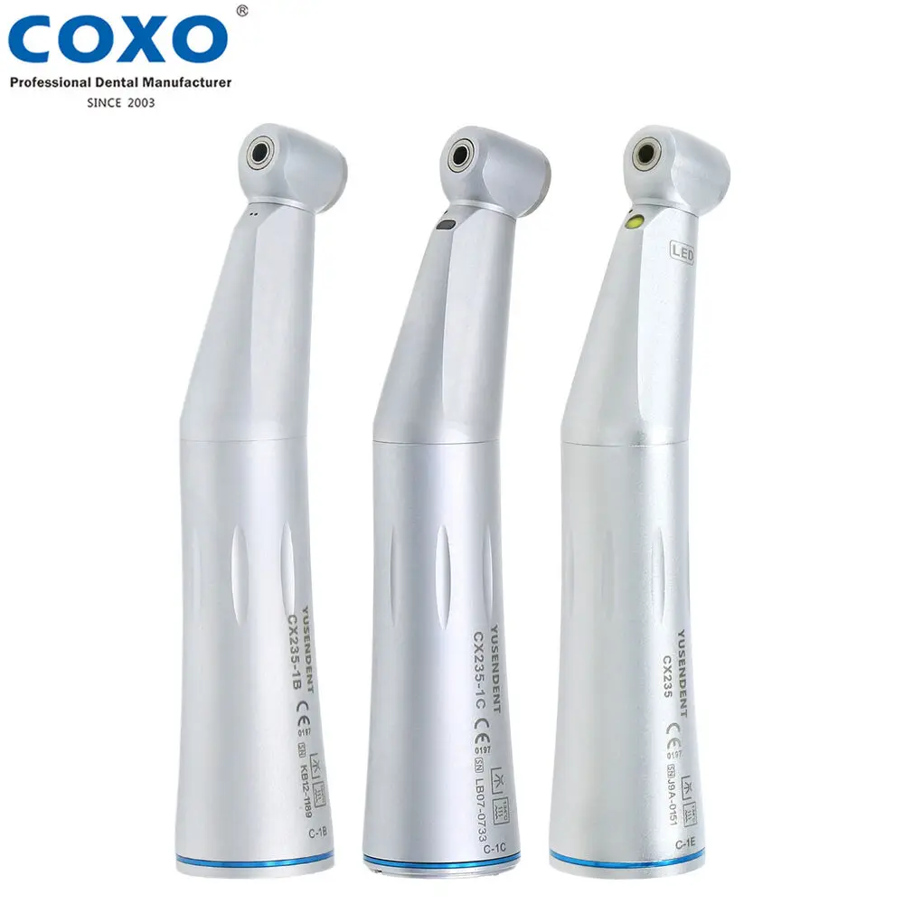 

COXO Dental Low Speed Contra Angle Handpiece Inner Water Spray Fiber Optic LED Self Power E-Generator