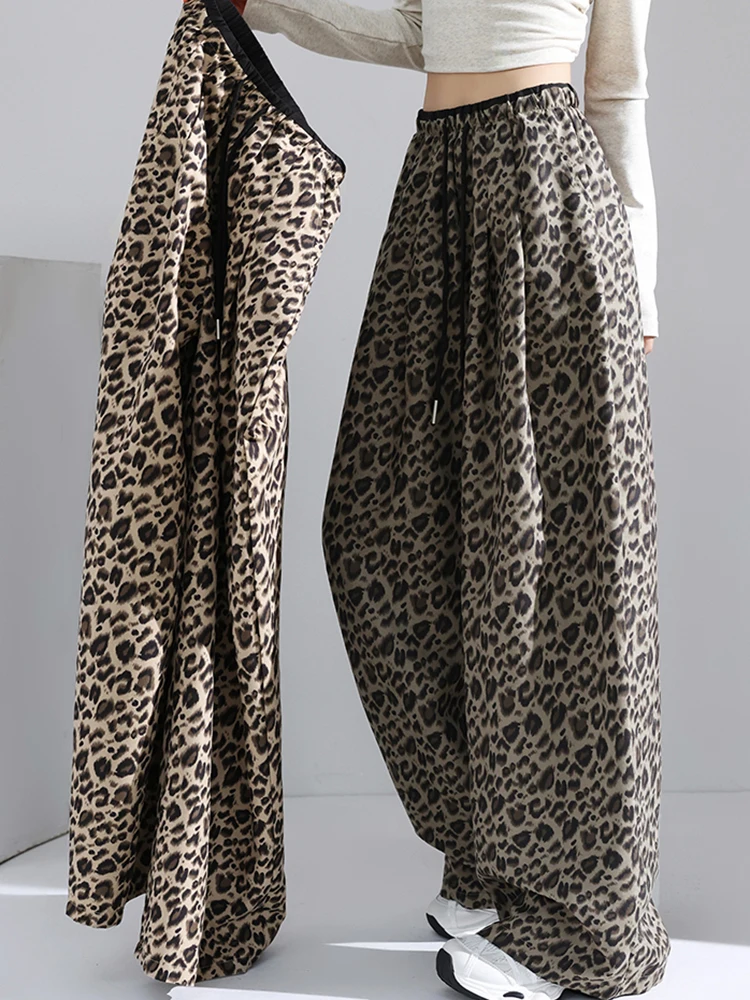 

Jmprs Y2K Retro Leopard Pant Women High Waist Loose Streetwear Hip Hop Trousers Fall Winter Vintage American New Wide Leg Pants