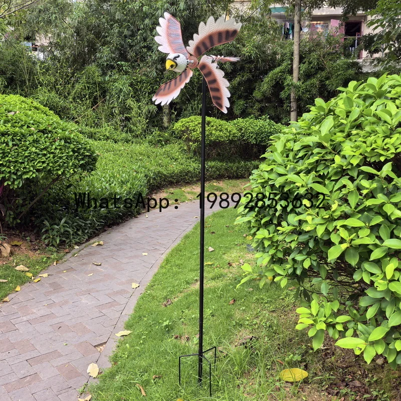 PYJ courtyard garden wrought iron decorative windmill simulation owl shape rotatable floor ornament