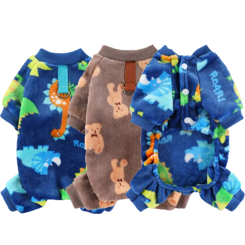 

Fleece Pajamas Winter Warm Pet Jumpsuit Clothing Print Dog Clothes For Small Dogs Chihuahua Dachshund York Puppy Overalls Outfit