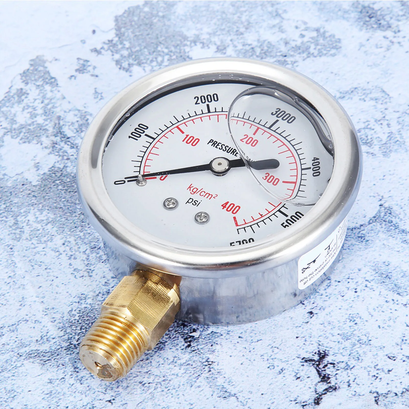 Hydraulic Liquid Filled Fuel Pressure Gauge 0‑5700 PSI US Thread