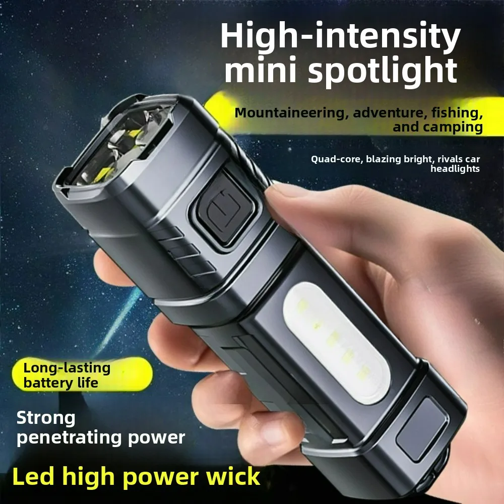 Super Bright Long-Lasting 4-Lens Monster Flashlight Rechargeable Portable Long-Shot Torch for Home & Outdoor Use