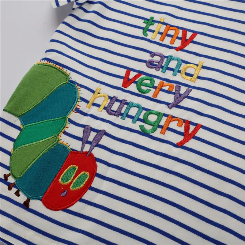 Jumping meters 2-7T Summer Baby Tees Tops Caterpillar Animals Embroidery Hot Selling Kids T shirts Boys Girls Clothing