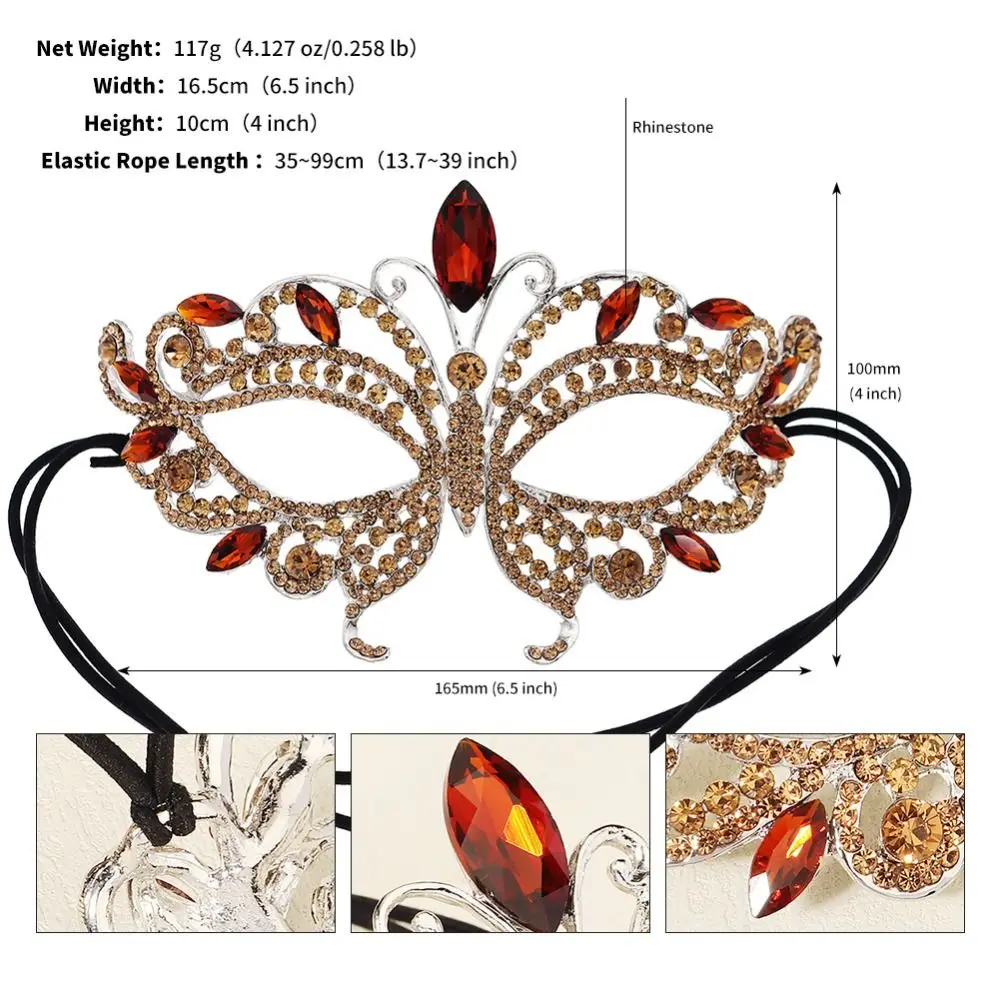 

Veil Rhinestone Mask Tassel Full Face Masquerade Mask Face Chain Carnival Costume Props Facial Jewelry Accessories Photo Prop