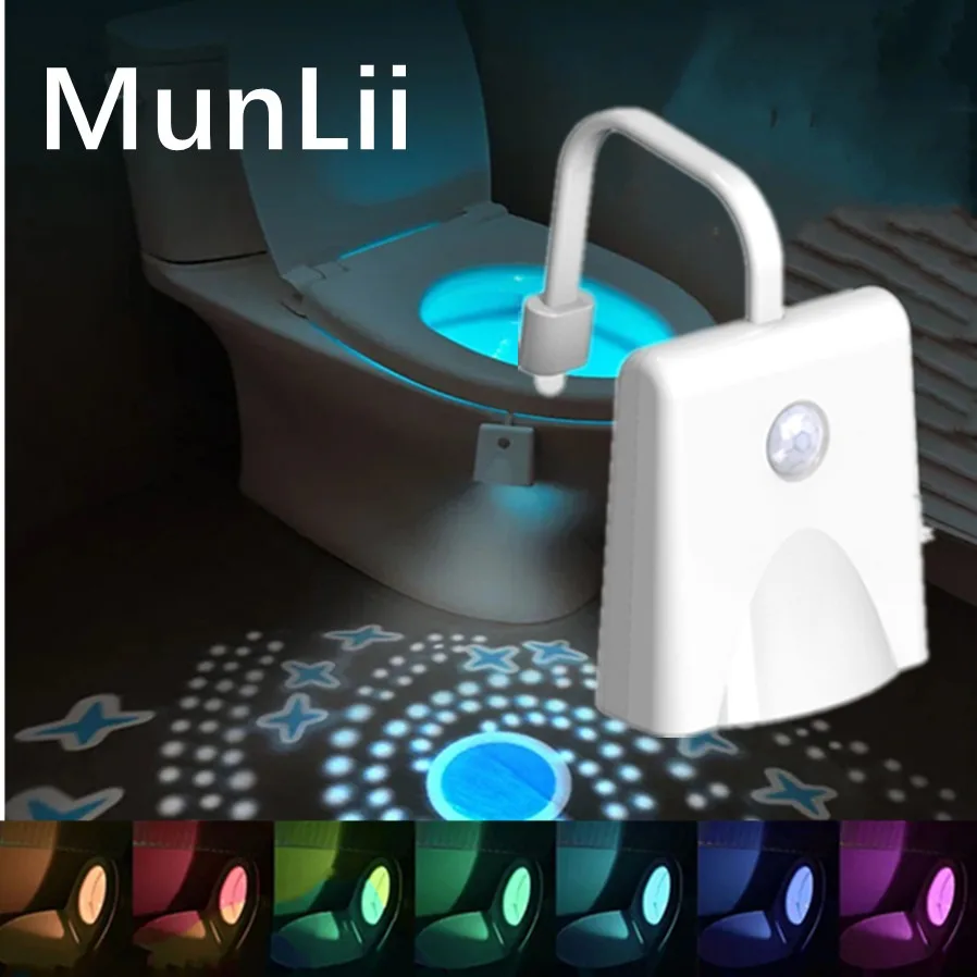 

LED toilet projection night light Human intelligent motion sensing light 10 color toilet waterproof charging dimming light WC