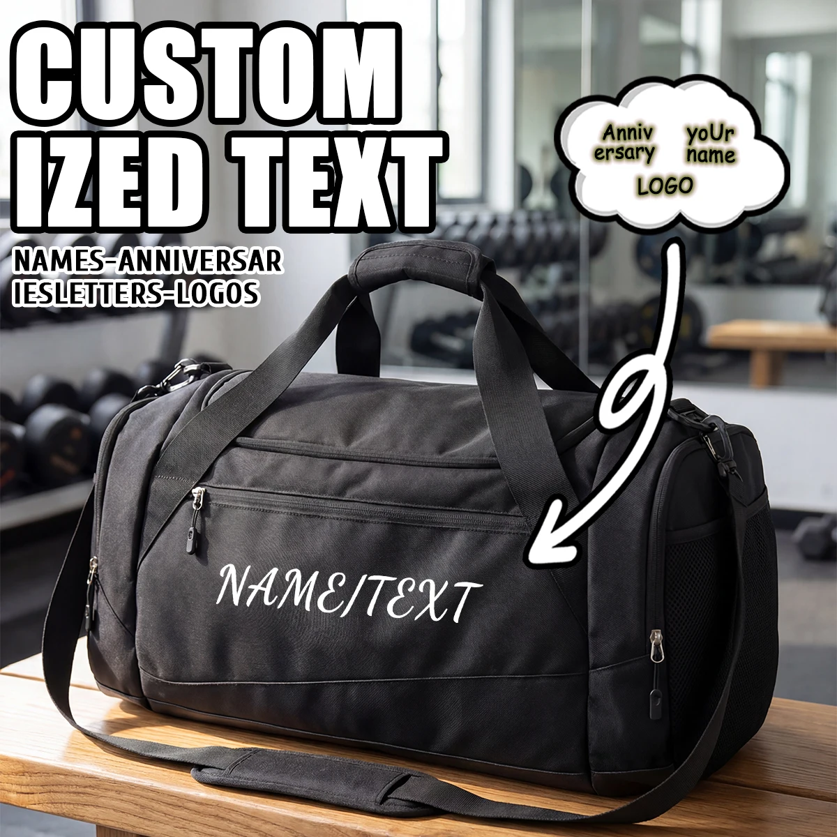 

Customized Logo Imported Travel Bag Large Capacity Luggage Bag Portable Lightweight Yoga Crossbody Sports Fitness Bag DIY