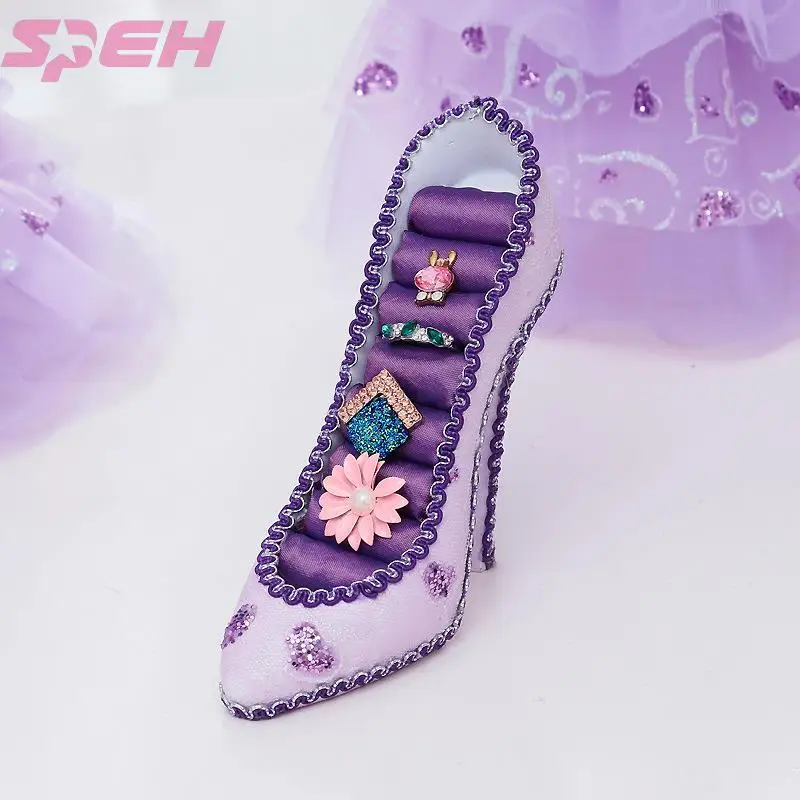 Purple heart fairy princess Nordic beauty ultra high heels jewelry earrings creative home furnishing articles display shelf