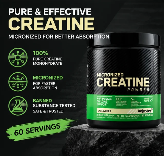 100% Pure Creatine Monohydrate Powder Micronized, Unflavored, Workout Nutrition for Muscle Growth and Training Performance, 300g