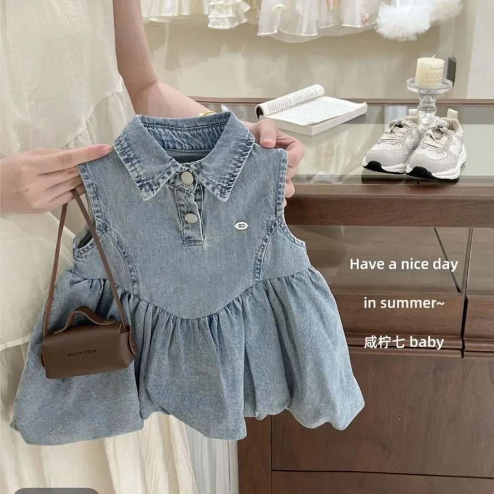 Nuevo Vestido de Mezclilla de Verano para Bebés Niñas, Ropa Casual sin Mangas, Vestidos de Cumpleaños para Niñas, Vestidos Infantiles de 0 a 7 Años, Ropa de Niña