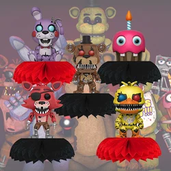 FNAF Horror Game Freddy Bonnie Chica Foxy Birthday Party Decorations 5pcs Honeycomb Table Centerpieces Theme Party Supplies