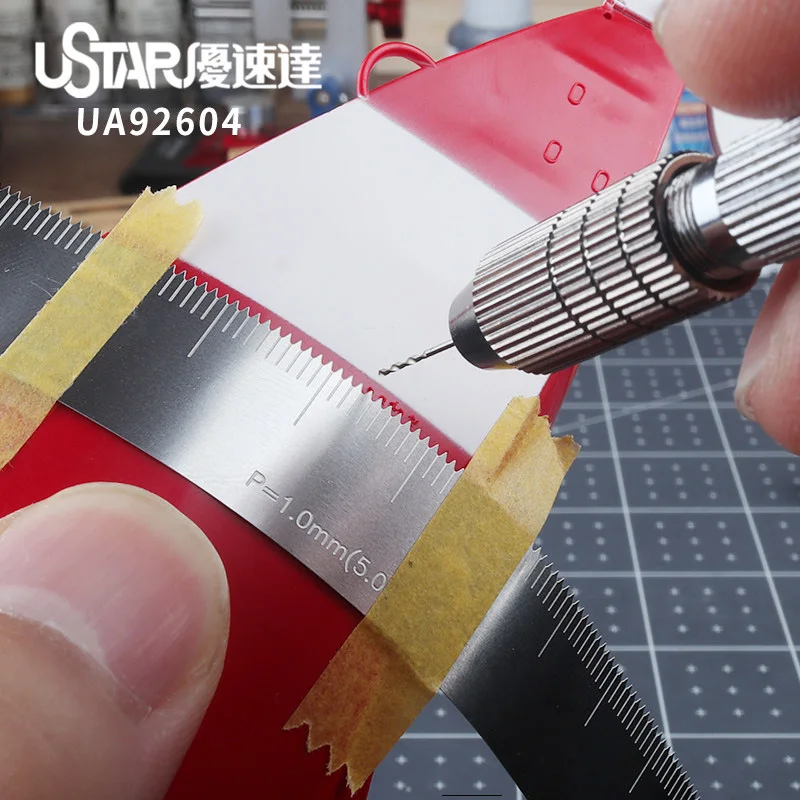 U-STAR UA-92604/05 Flat & Curved Surface Scribing Template, Model Spacing Ruler, Precision Hole Distance Measuring Craft Tool