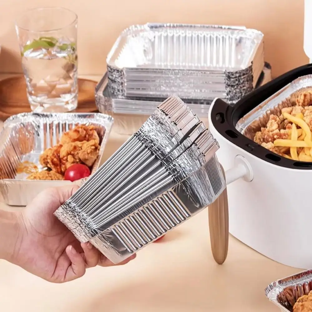 

50Pcs High-temperature Resistance Cake Baking Foil Box 230-700ML Non-stick Aluminum Foil Paper Liner Anti-scald Rectangle