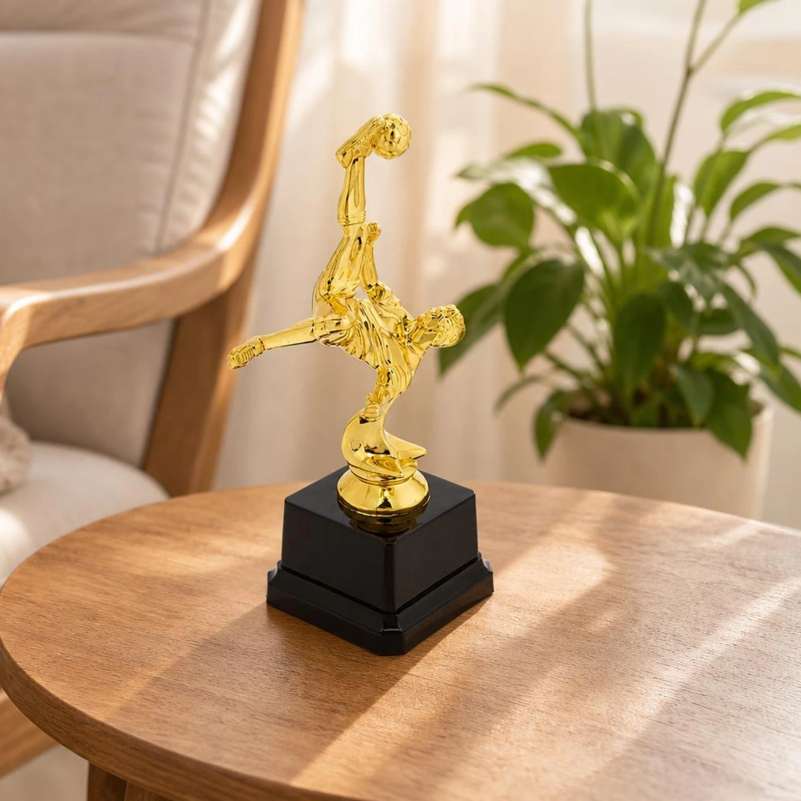 Mini Soccer Trophy Gold-Colored Trophy with Footballer Figure Lightweight Compact for Children, Sports Ceremonies view 5