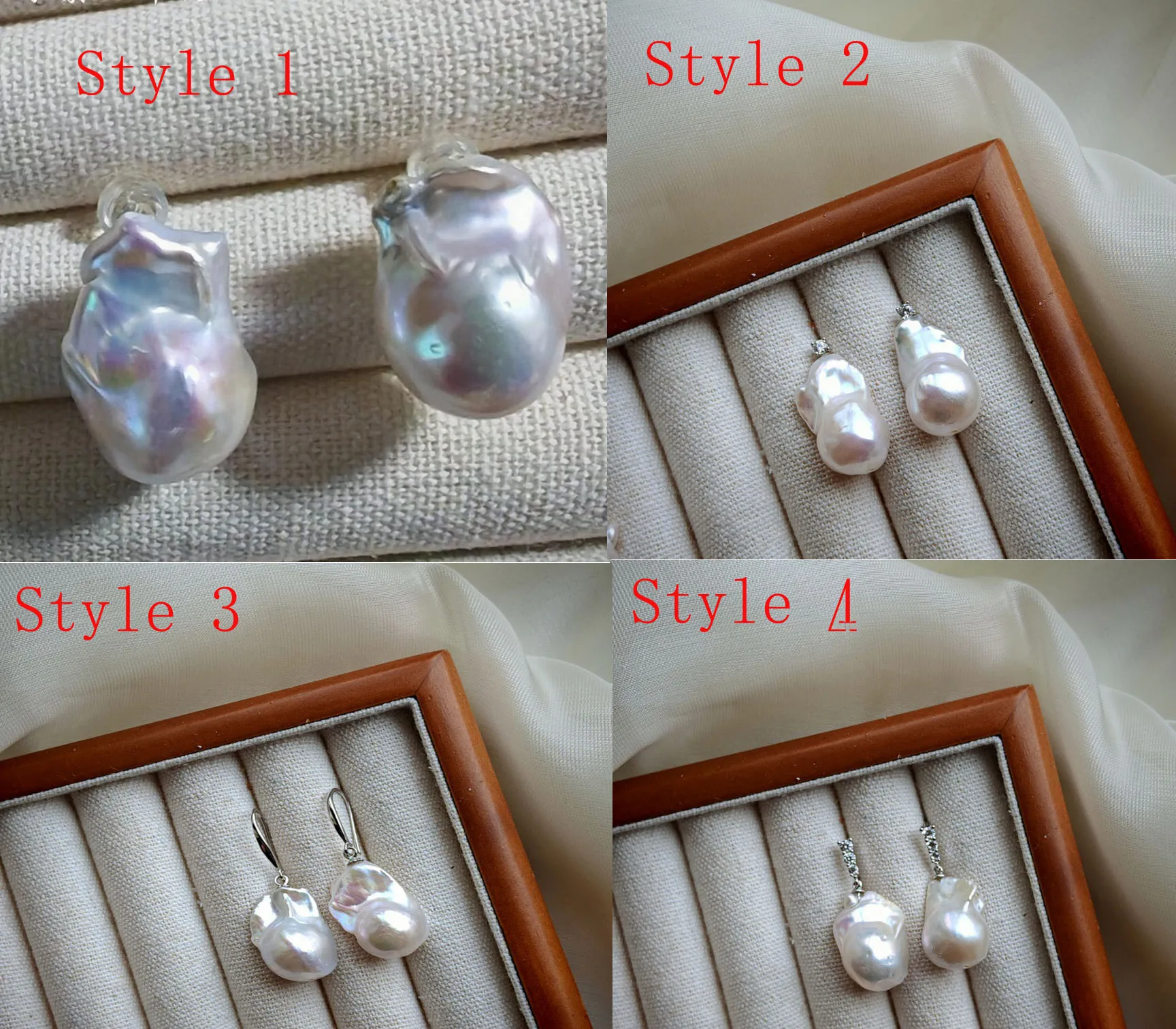 

Japan akoya HUGE AAAA 13-25mm 925 silver natural Baroque pearl irregular shaped earrings