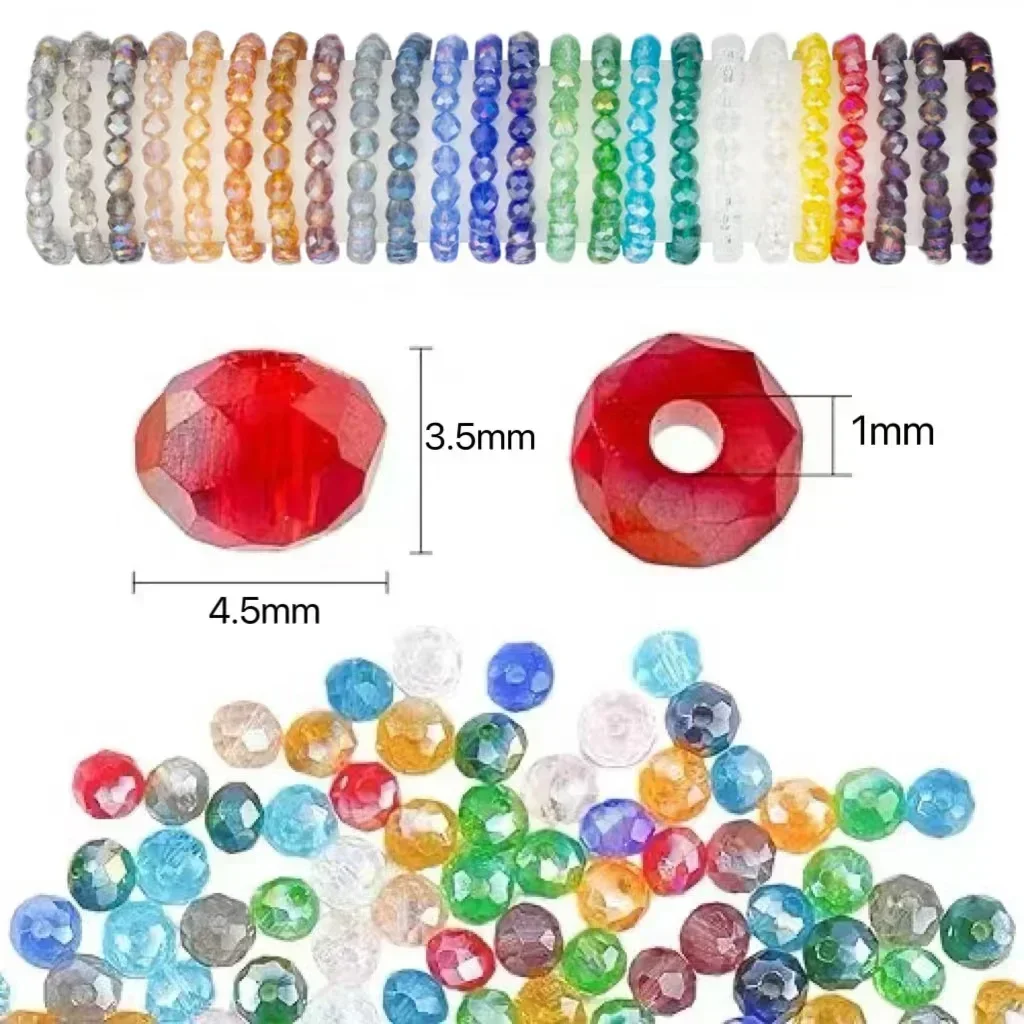 100pcs 4mm Czech Rondelle Crystal Beads AB Color Faceted Glass Beads Loose Spacer Beads for Jewelry Making DIY Bracelet Necklace