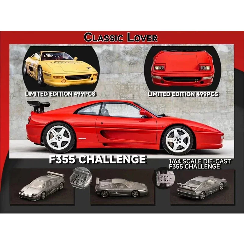 

**Pre Sale** CL 1:64 F355 Challenge Engine Hood Opened Diecast Diorama Car Model Collection Miniature Toys Classic Lover