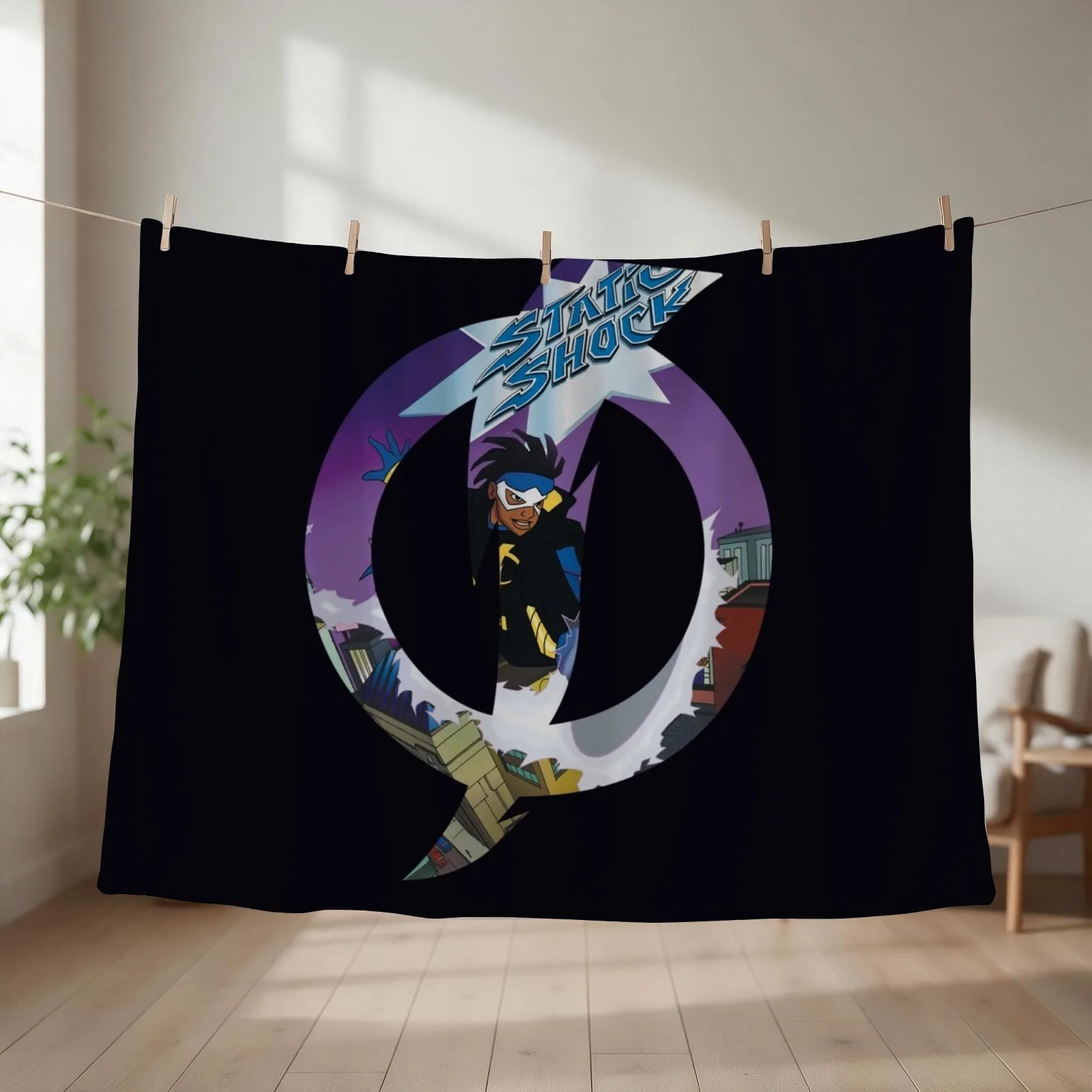 Static Shock Throw Blanket couch cozy soft plush fuzzy picnic outdoor blanket