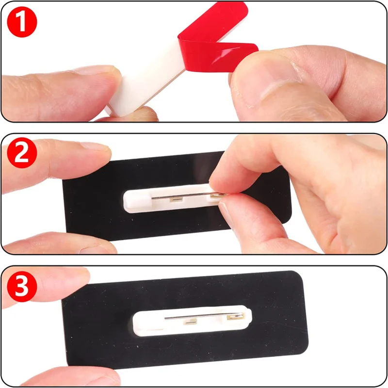 50pcs White Black Safety Brooch Pin Bar Badge with Adhesive Backing for DIY Handmade Label Id Card Name Tag Craft Material