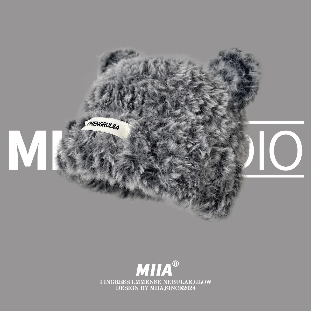 Słodkie kolorowe uszy niedźwiedzia Dzianinowa wełniana czapka Mieszana nić Jesień Zima Ciepła ochrona uszu Pullover Hat Cute Dopamine Beanie Cap — zdjęcie 6